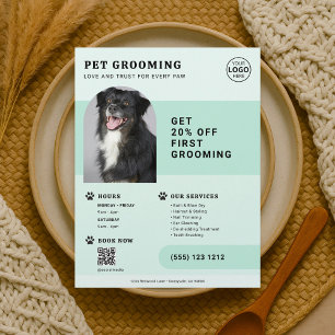 Prospectus 21,6 Cm X 24,94 Cm Code QR de la photo de toilettage pour animaux Fly