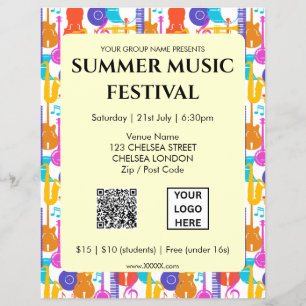 Prospectus 21,6 Cm X 24,94 Cm Code QR et logo du festival de musique d'été