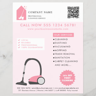 Prospectus 21,6 Cm X 24,94 Cm Code QR rose Logo Services de nettoyage de nettoya
