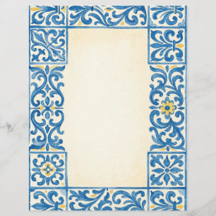 Prospectus 21,6 Cm X 24,94 Cm Conception d'aquarelle fixe portugaise Azulejo