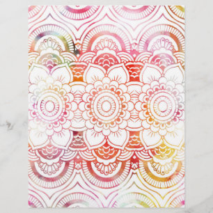 Prospectus 21,6 Cm X 24,94 Cm Corail rose vif moderne aquarelle mandala floral
