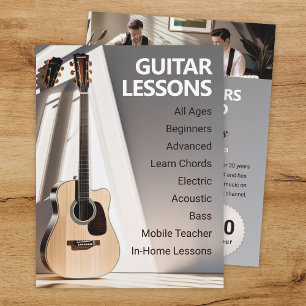 Prospectus 21,6 Cm X 24,94 Cm Cours de guitare Musique Enseignant Circulaire Mod