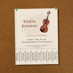Prospectus 21,6 Cm X 24,94 Cm Cours de violon Flyer à bandes détachables