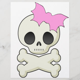 Prospectus 21,6 Cm X 24,94 Cm Crâne mignon n Crossbones avec chauve-souris