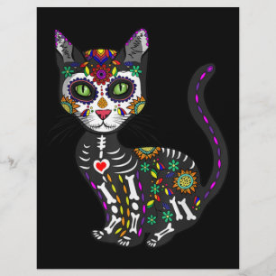 Prospectus 21,6 Cm X 24,94 Cm Crâne sucre Chat mexicain Halloween Jour De La Mor