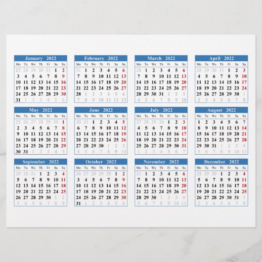 Prospectus 21,6 Cm X 24,94 Cm Créez votre propre calendrier 2022 (Devant)