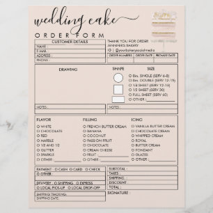 Prospectus 21,6 Cm X 24,94 Cm Crème rose Mariage Anniversaire Boulangerie Pâtiss