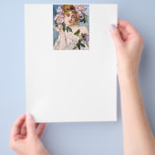 Prospectus 21,6 Cm X 24,94 Cm Dame Art Nouveau aux fleurs (main)