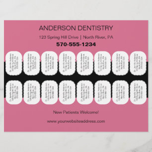 Prospectus 21,6 Cm X 24,94 Cm Dentiste, Dentstrie Flyer avec Dos de déchirure