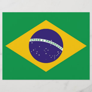 Prospectus 21,6 Cm X 24,94 Cm Dépliant avec le drapeau du Brésil