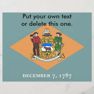 Prospectus 21,6 Cm X 24,94 Cm Dépliant avec le drapeau du Delaware, États-Unis.