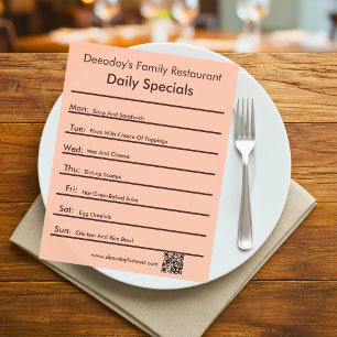 Prospectus 21,6 Cm X 24,94 Cm Dépliant de restaurant avec code QR pêche pour les