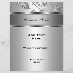 Prospectus 21,6 Cm X 24,94 Cm Dépliant Élégant Classe Argent Débossé Floral