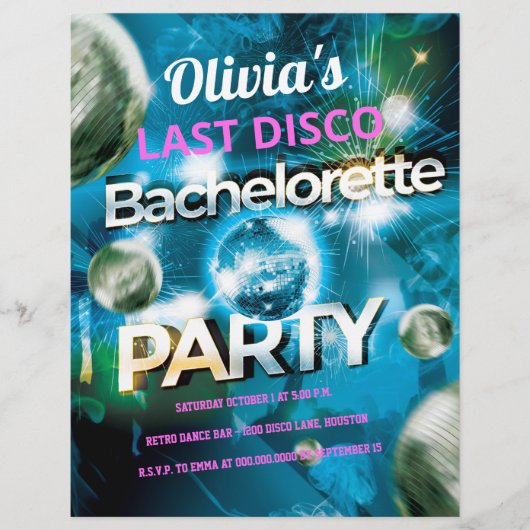 Prospectus 21,6 Cm X 24,94 Cm Dernière Disco Budget Bachelorette Party (Devant)