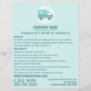 Prospectus 21,6 Cm X 24,94 Cm Design élégant Ambulance, EMT, Paramedic Advert