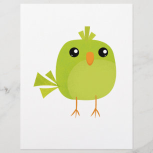 Prospectus 21,6 Cm X 24,94 Cm Dessin animé d'oiseau vert