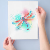 Prospectus 21,6 Cm X 24,94 Cm Dragonfly rouge sur l'arrière - plan aquarelle (main)