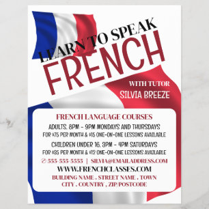 Prospectus 21,6 Cm X 24,94 Cm Drapeau français, Cours de langue française Public