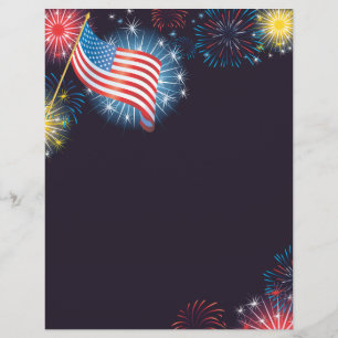 Prospectus 21,6 Cm X 24,94 Cm Drapeau USA & Flyer de feux d'artifice