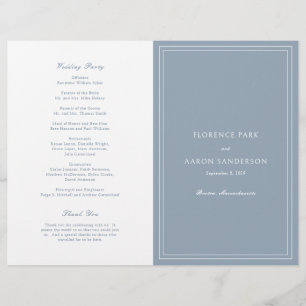 Prospectus 21,6 Cm X 24,94 Cm Dusty Blue Budget Programme de mariage catholique