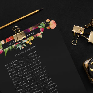 Prospectus 21,6 Cm X 24,94 Cm Elegant Boho Floral Business Service / Prix Flyer