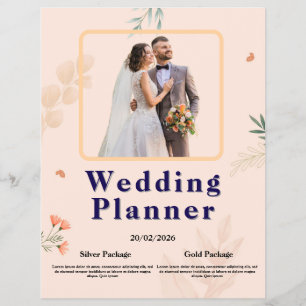Prospectus 21,6 Cm X 24,94 Cm Élégant Flyer de Planificateur de Mariage   Desi F