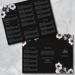 Prospectus 21,6 Cm X 24,94 Cm Élégant Menu de Services de Spa Noir et Blanc Broc
