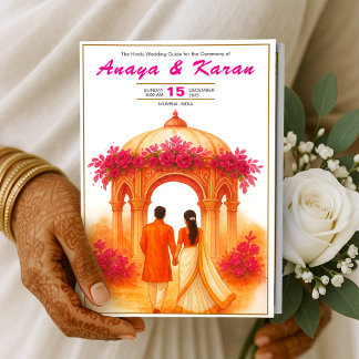 Prospectus 21,6 Cm X 24,94 Cm Élégant programme de mariage indien Guid de cérémo