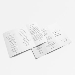 Prospectus 21,6 Cm X 24,94 Cm Élégant programme de mariage triplé noir et blanc