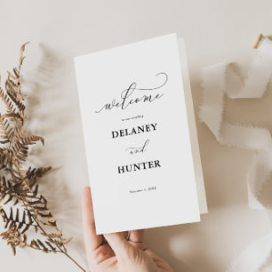 Prospectus 21,6 Cm X 24,94 Cm Élégant Script Minimaliste Papier Programme Livret