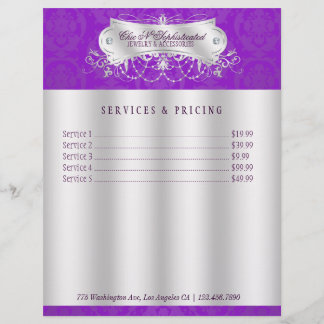 Prospectus 21,6 Cm X 24,94 Cm Elégant Swirl Purple Damask Flyer