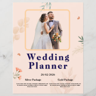 Prospectus 21,6 Cm X 24,94 Cm Elegant Wedding Planner Flyer | Modern Floral Desi