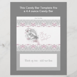 Prospectus 21,6 Cm X 24,94 Cm Emballage de bonbons pour Baby Shower Rose et Gris