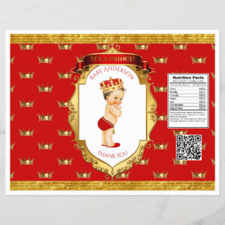 Prospectus 21,6 Cm X 24,94 Cm Emballage de sachet de chips rouge or Prince garço