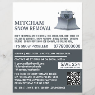 Prospectus 21,6 Cm X 24,94 Cm Enneigement, Snow Removal Company Publicité