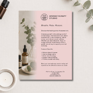 Prospectus 21,6 Cm X 24,94 Cm Entreprise de Spa Aromathérapie Logo Rose Personna