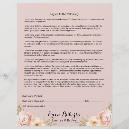 Prospectus 21,6 Cm X 24,94 Cm Eyelash Extension Liability (Dos)