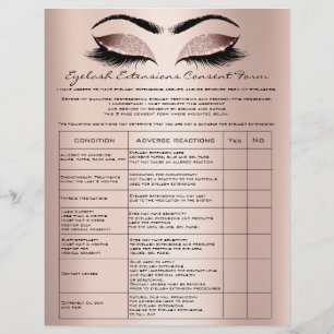Prospectus 21,6 Cm X 24,94 Cm Eyelash Extension Responsabilité Renonciation Rose