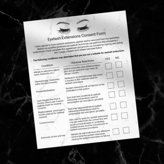 Prospectus 21,6 Cm X 24,94 Cm Eyelash Extensions Responsabilité Renonciation Mar