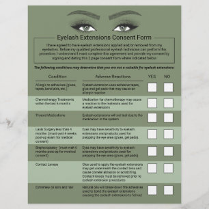 Prospectus 21,6 Cm X 24,94 Cm Eyelash Extensions Responsabilité Renonciation Sal