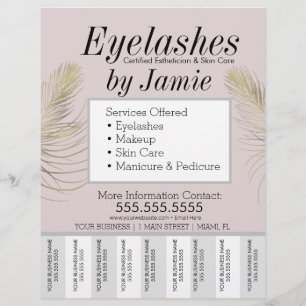 Prospectus 21,6 Cm X 24,94 Cm Eyelash Service Pink Gold Business Tear Off