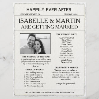 Prospectus 21,6 Cm X 24,94 Cm Faux Deckle-Edge Mariage de journaux noir et blanc