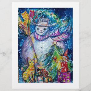 Prospectus 21,6 Cm X 24,94 Cm FEMME DE NEIGE AVEC JOUETS, bleu blanc jaune