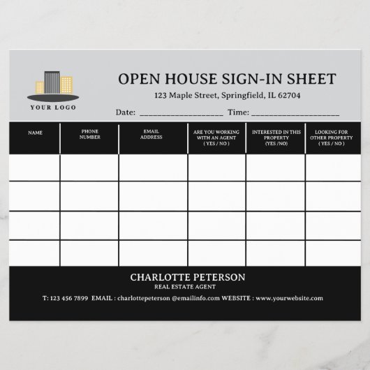 Prospectus 21,6 Cm X 24,94 Cm Feuille de connexion Realtor Open House (Devant)