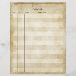 Prospectus 21,6 Cm X 24,94 Cm Feuille de généalogie et de chronologie à l'ancien