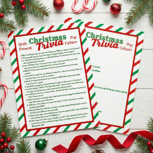 Prospectus 21,6 Cm X 24,94 Cm Feuille de jeu de trivia de Noël sur la culture po