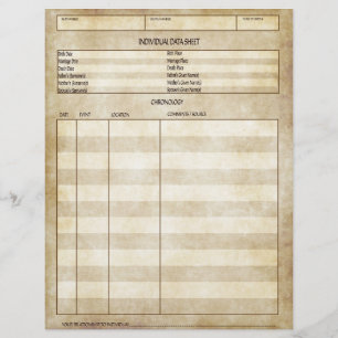 Prospectus 21,6 Cm X 24,94 Cm Fiche de données individuelle à l'aspect antique v