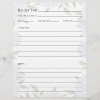Fiche de recette, page entière pour classeur, Hort