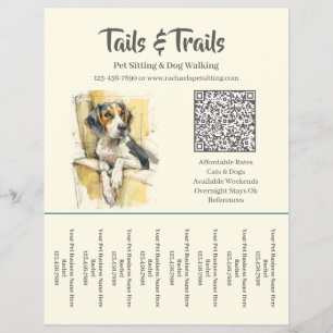 Prospectus 21,6 Cm X 24,94 Cm Fiche déchirée pour promeneur de chiens à l'aquare