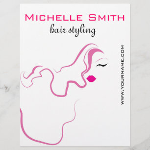 Prospectus 21,6 Cm X 24,94 Cm Fille de beauté de coiffeur élégante moderne rose 